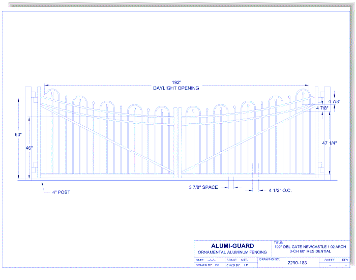 Double Gate Residential Newcastle 1 02 Arch 3-CH 60" (GT02D192RN603)