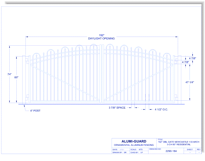 Double Gate Residential Newcastle 1 03 Arch 3-CH 60" (GT03D192RN603)