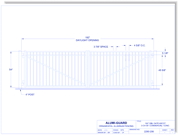 Double Gate Concealed Fastener Ascot 3-CH 54" (GTD192CA543)