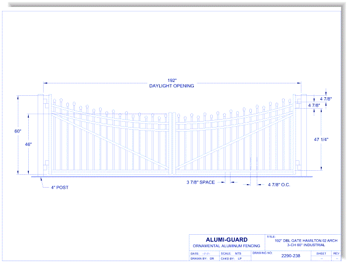 Double Gate Industrial Hamilton 02 Arch 3-CH 60" (GT02D192IH603)