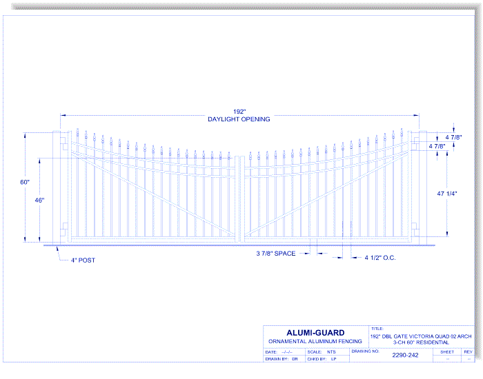 Double Gate Industrial Victoria Quad 02 Arch 3-CH 60" (GT02D192RV603-02)