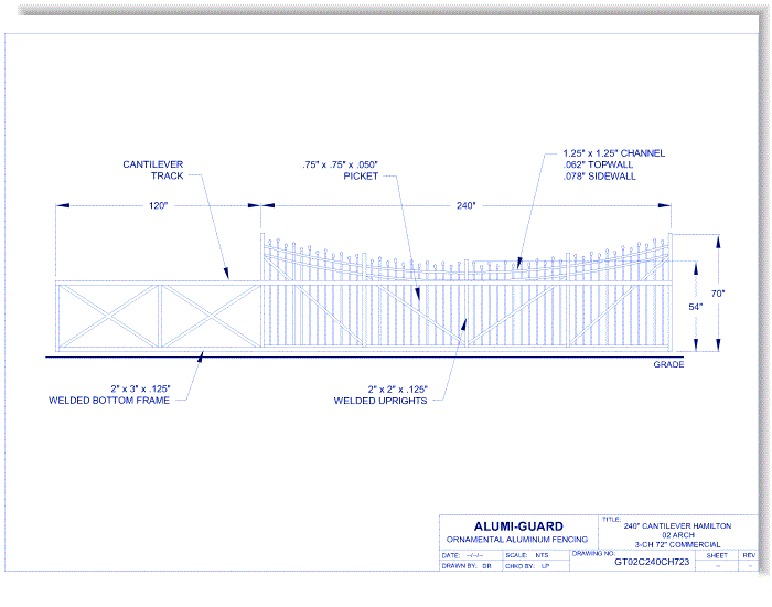 20' Cantilever Commercial Hamilton 02 Arch 3-CH 72" (GT02C240CH723)
