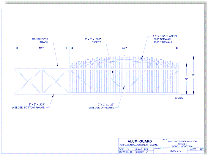 20' Cantilever Industrial Hamilton 03 Arch 3-CH 72" (GT03C240IH723)
