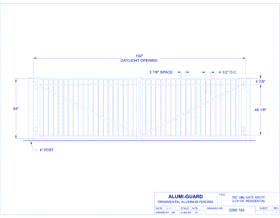 Double Gate Residential Ascot 02 Arch 3-CH 54" (GT02D192RA543)