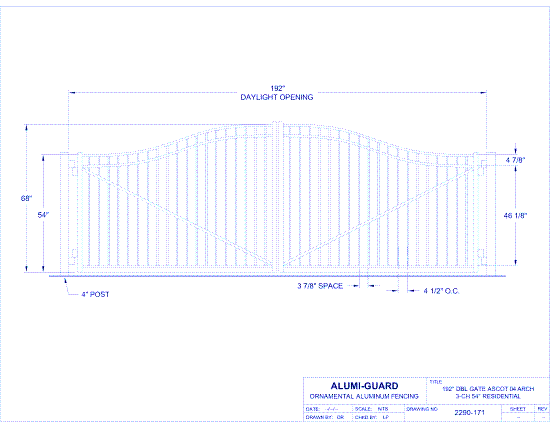 Double Gate Residential Belmont 02 Arch 3-CH 60" (GT02D192RB603)