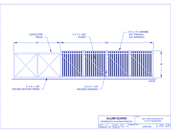 20' Cantilever Industrial Victoria Quad 3-CH 72" (GTC240IV723)