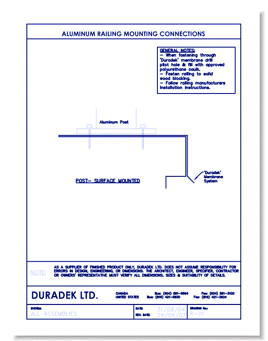 Mounting Detail - Aluminum Railing Mounting Connections R-01