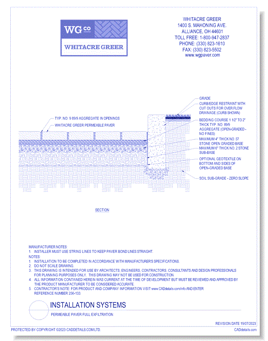 Permeable Paver Full Exfiltration