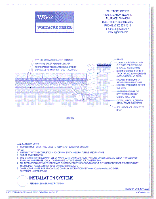 Permeable Paver No Exfiltration