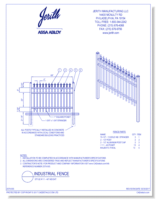 Industrial Fence Style 111 - 48 In. height