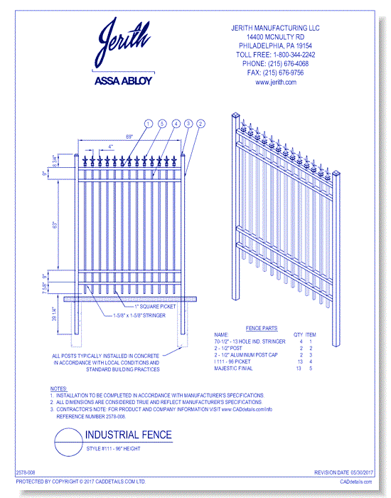 Industrial Fence Style 111 - 96 In. height