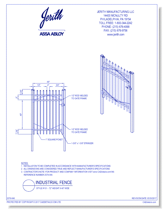 Industrial Gate Style 101 - 72 In. H x 48 In. W