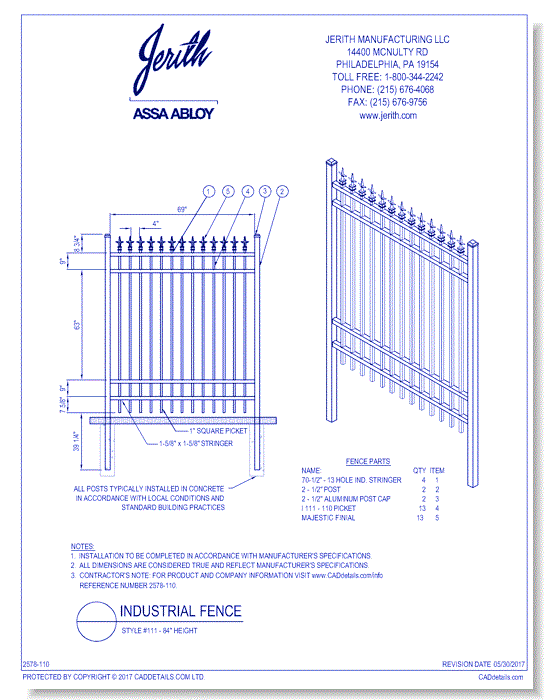 Industrial Fence Style 111 - 84 In. height