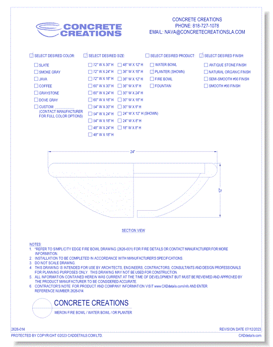 Meron Fire Bowl / Water Bowl / Planter