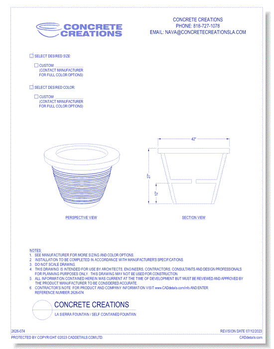 La Sierra Fountain / Self Contained Fountain