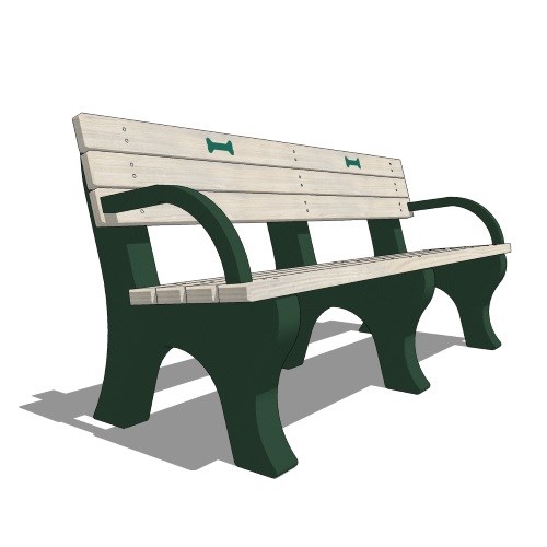 DOGIPARK® 6' Backed Poly Bench with Arms ( 7713-GS-BONES )