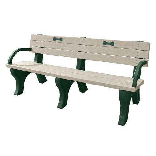 CAD Drawings BIM Models DOGIPOT DOGIPARK® 6' Backed Poly Bench with Arms ( 7713-GS-BONES )