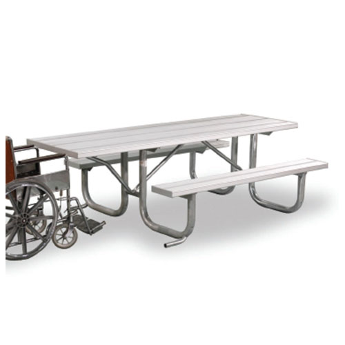CAD Drawings RJ Thomas Mfg. Co. / Pilot Rock XT Series  - Wheelchair Accessible: Extended Portable Rectangular Table w/ Aluminum Top & Seats ( AI-1690 )