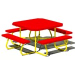 View SQT Series:  Portable Square Tables w/ H-Type Thermo-plastic Coated Perforated Steel Seats & Top ( AI-1499 )
