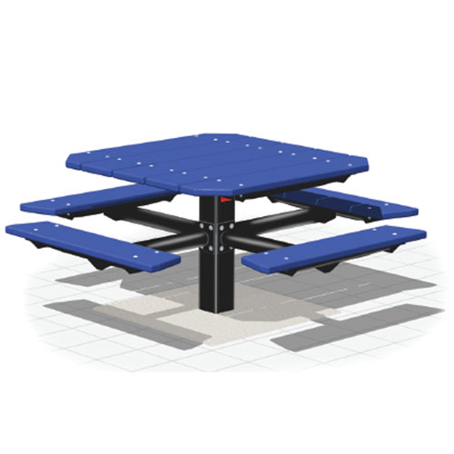 CAD Drawings RJ Thomas Mfg. Co. / Pilot Rock PQT Series: Pedestal Square Table w/ Recycled Plastic Top & Seats ( AI-1698 )