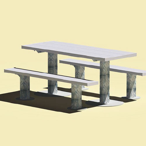CAD Drawings RJ Thomas Mfg. Co. / Pilot Rock APT Series: Multi Pedestal Rectangular Table w/ Aluminum Top & Seats ( AI-1773 )