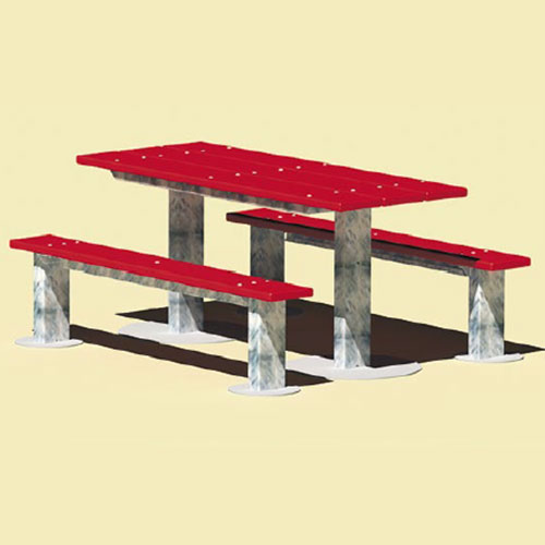CAD Drawings RJ Thomas Mfg. Co. / Pilot Rock APT Series: Multi Pedestal Rectangular Table w/ Recycled Plastic Top & Seat Planks ( AI-1774 )