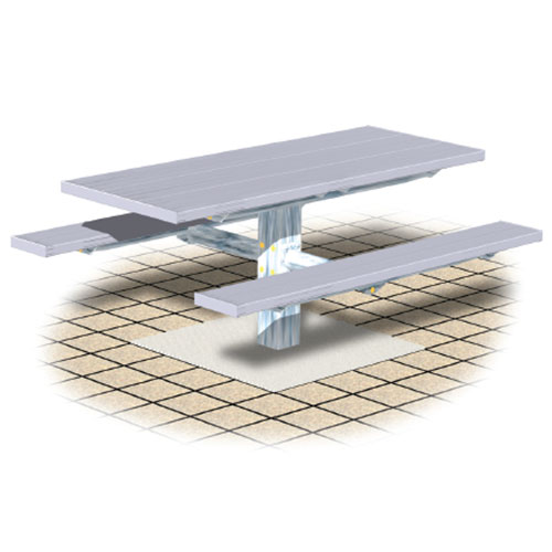 CAD Drawings RJ Thomas Mfg. Co. / Pilot Rock PT Series: Single Pedestal Rectangular Table w/ Aluminum Top & Seats ( AI-1711 )
