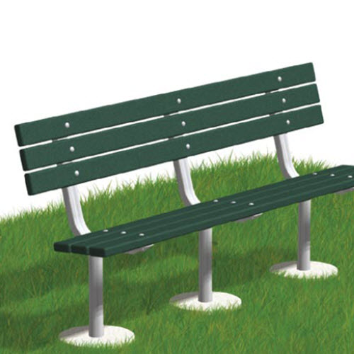 CAD Drawings RJ Thomas Mfg. Co. / Pilot Rock SCXB Series: Embedded Mount Bench w/ Recycled Plastic Back & Seat 
