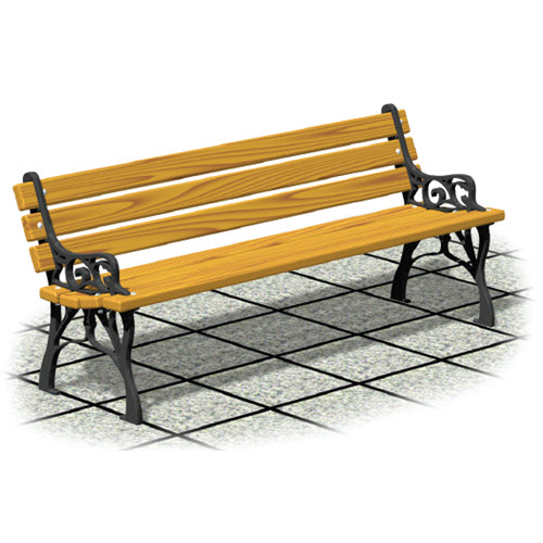 CAD Drawings RJ Thomas Mfg. Co. / Pilot Rock Gibraltar Series: Cast Aluminum Bench w/ Lumber Back & Seat Planks
