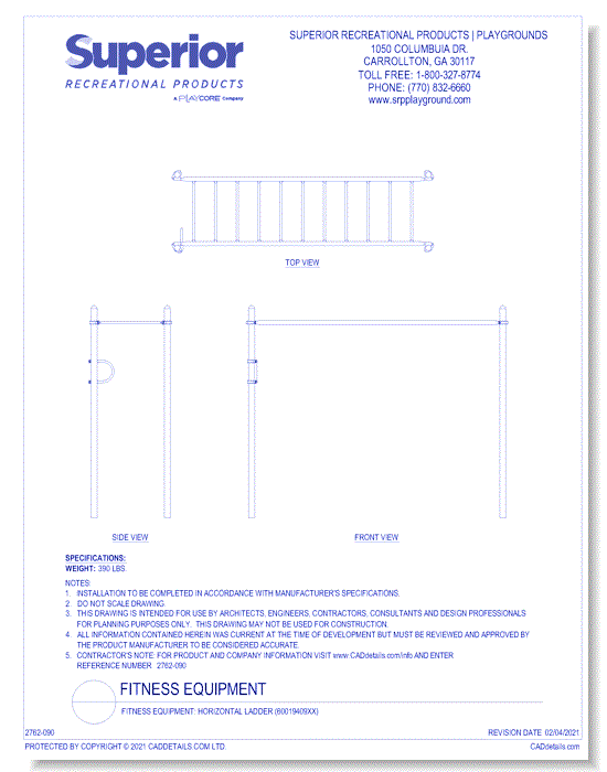 Fitness Equipment: Horizontal Ladder (60019409XX)