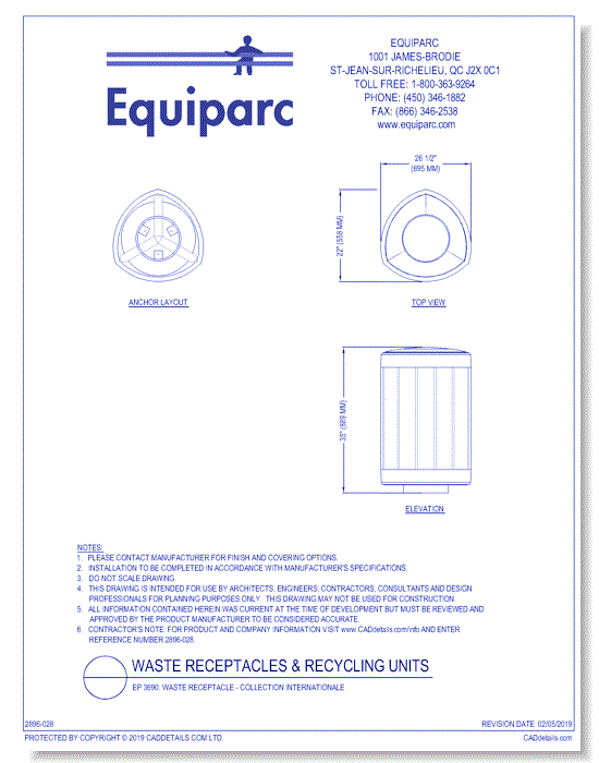 EP 3690: Waste Receptacle - Collection Internationale