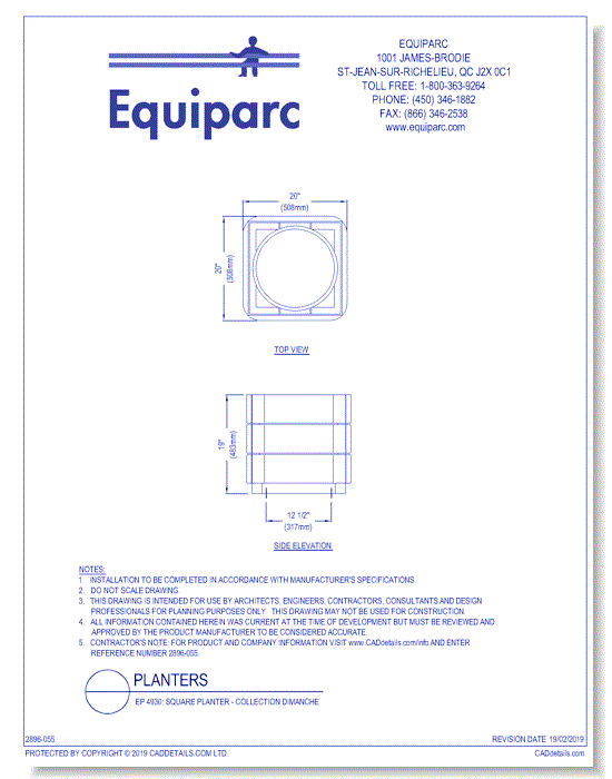 EP 4930: Square Planter - Collection Dimanche