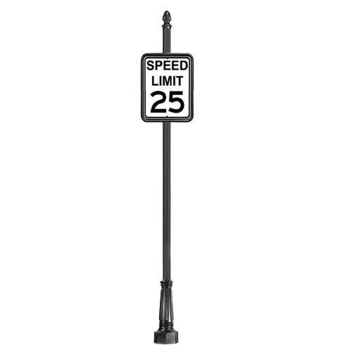 CAD Drawings Brandon Industries Complete 24" x 30" Speed Limit Sign with 2PC4 Base