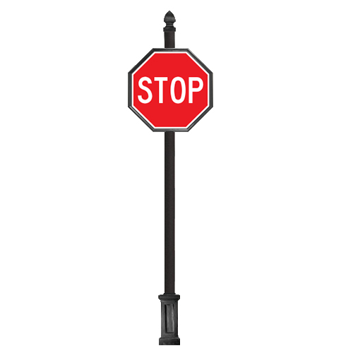 CAD Drawings Brandon Industries Complete Stop Sign with 2PCQ-4 Base