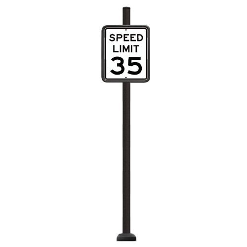 CAD Drawings Brandon Industries Complete 18" x 24" Speed Limit Sign with SBQ-14 Base