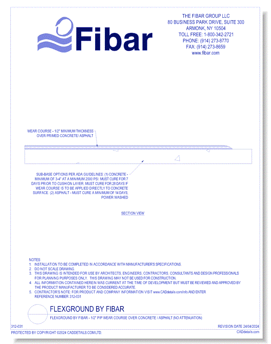 Flexground by Fibar - 1/2" PIP Wear Course Over Concrete / Asphalt (No Attenuation)