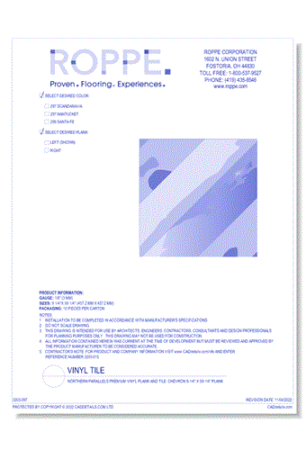 Northern Parallels Premium Vinyl Plank And Tile: Chevron 9-1/4" x 59-1/4" Plank