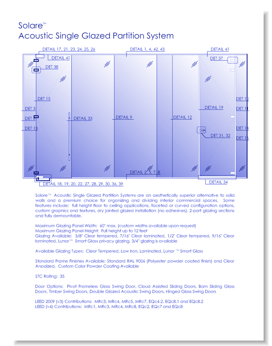 Frameless Glass Partition Systems: Solare™ Single Glazed - Architects Package