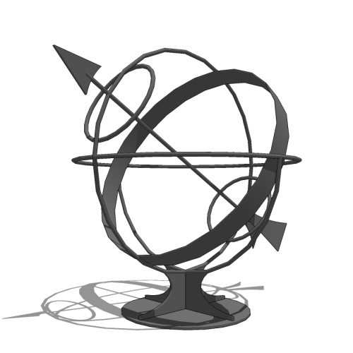 Wrought Iron Armillary Sphere / Sundial, 8' Dia x 9' 5" Tall ( 3543 )