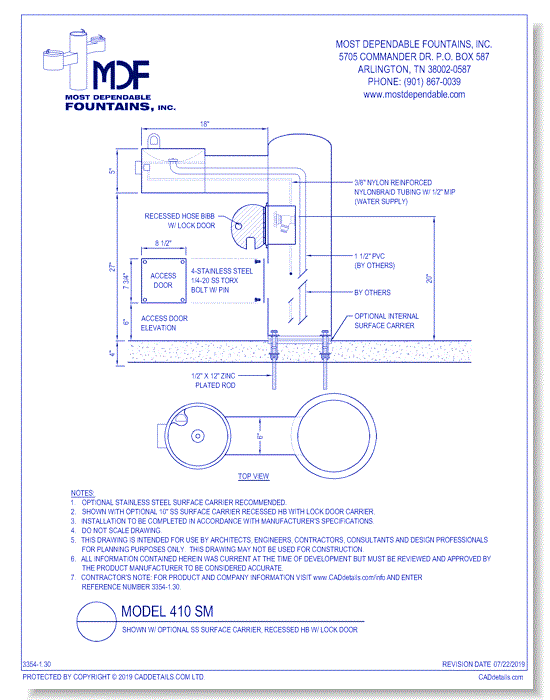 ** 410 SM** w/ 10 Inch SS Surface Carrier, Recessed HB w/ Lock Door