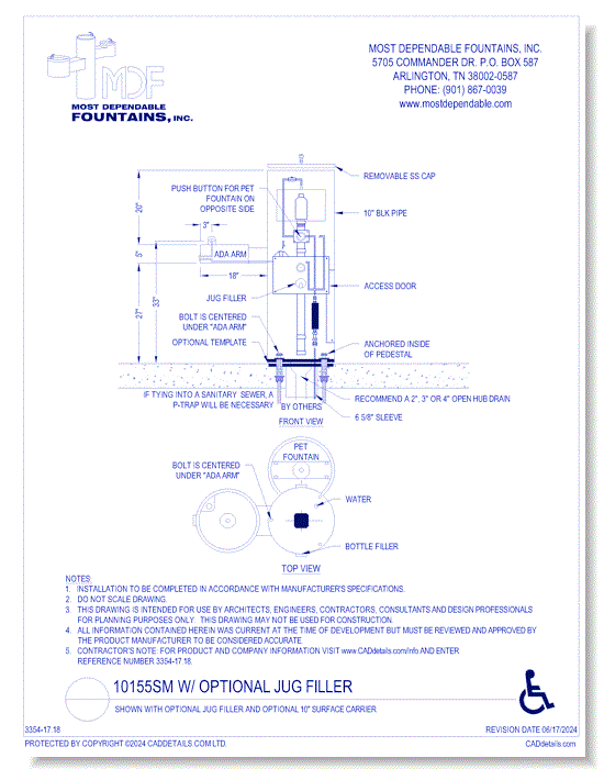 **10155SM** Shown with Optional Jug Filler and Optional 10" Surface Carrier