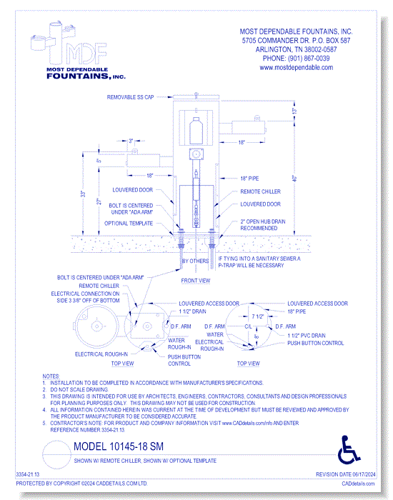 **10145-18 SM** with Remote Chiller, Shown with Optional Template