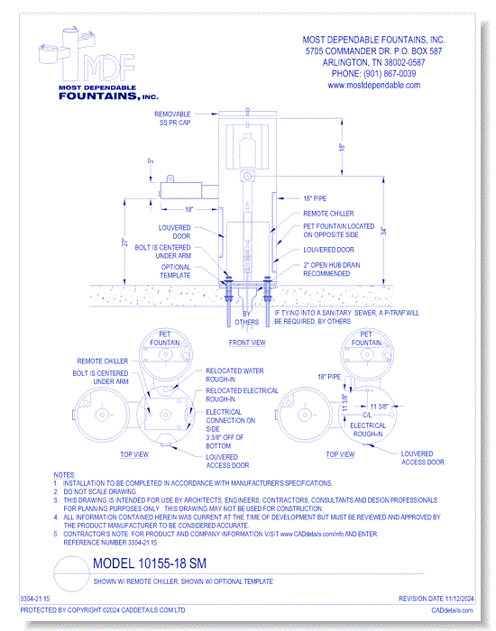 **10155-18 SM** with Remote Chiller, Shown with Optional Template