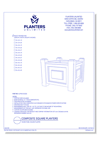 Raised Panel Composite Square Planter