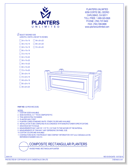 Raised Panel Composite Rectangular Planter