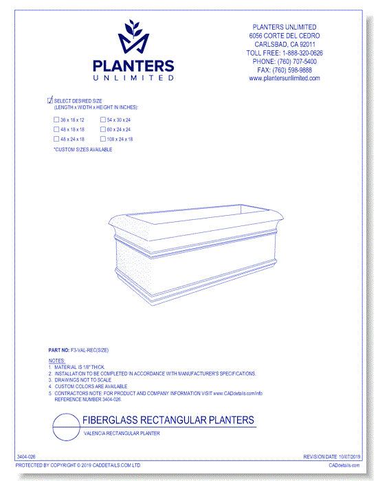 Valencia Fiberglass Rectangular Planters