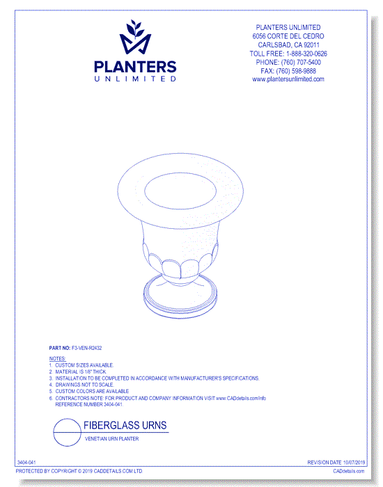 Venetian Fiberglass Urn Planter