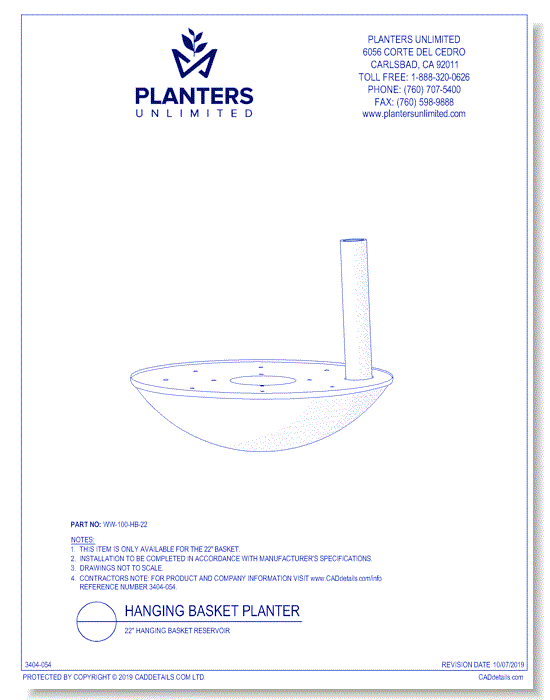 22 Inch Hanging Basket Planter Reservoir