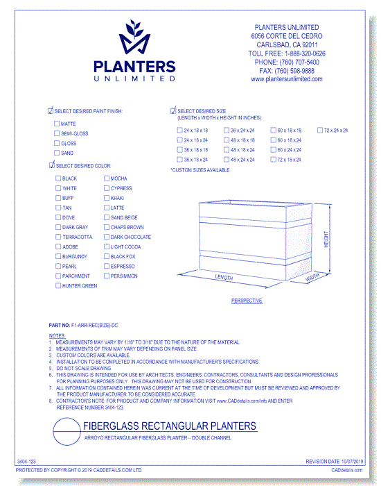 Arroyo Rectangular Fiberglass Planter – Double Channel