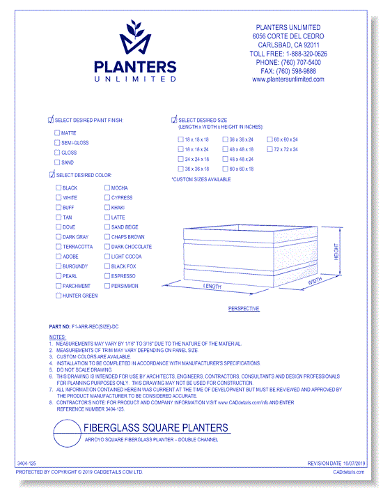 Arroyo Square Fiberglass Planter – Double Channel